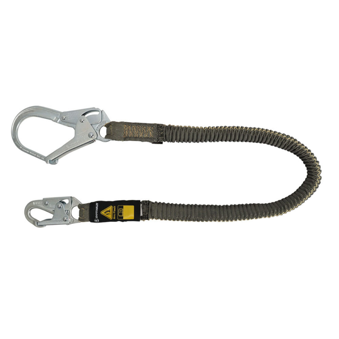 Arc Flash 6′ Stretch Internal Energy Absorbing Lanyard: Aramid, Rebar Hook