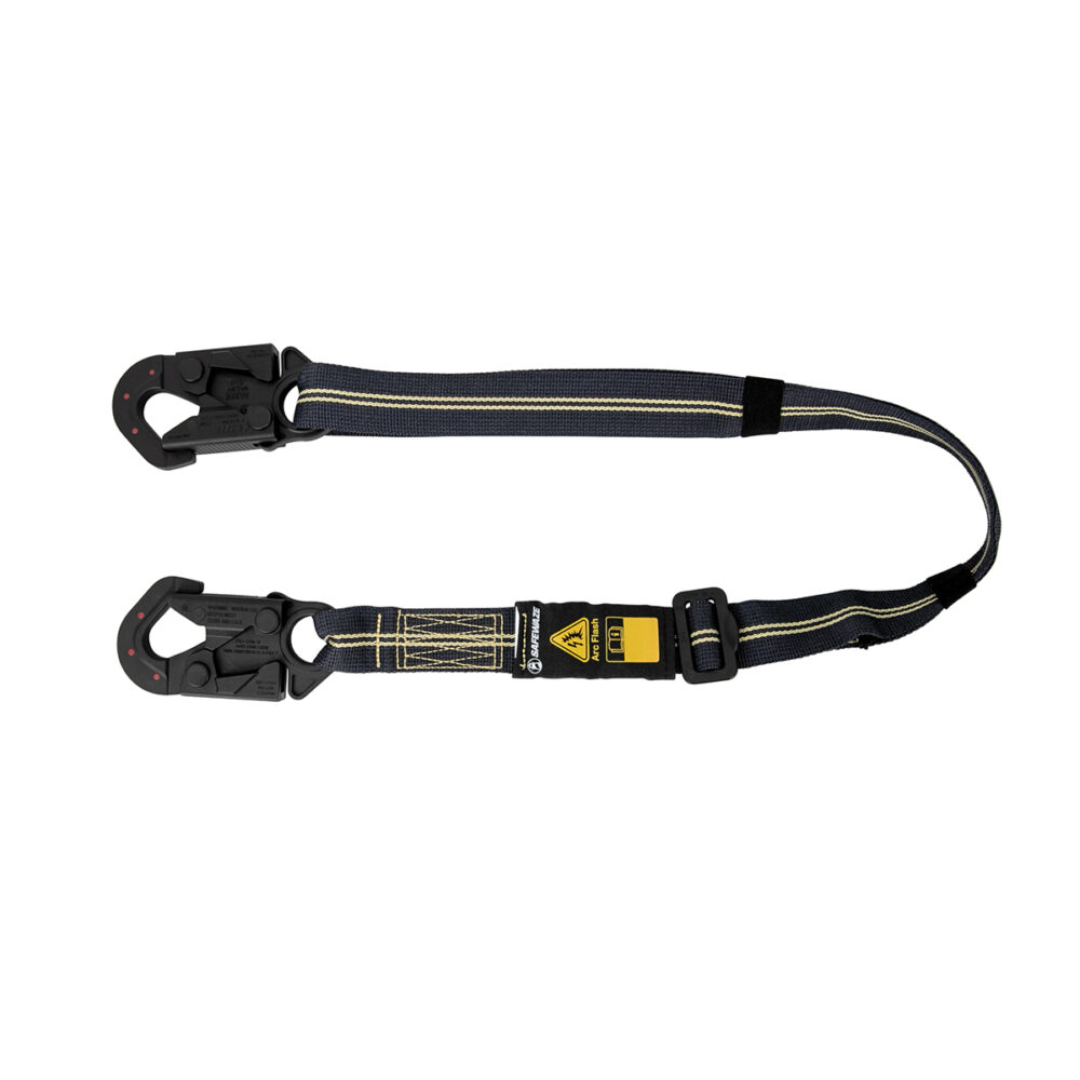 Arc Flash 4′-6′ Aramid Web Restraint Lanyard with DE Snap Hooks