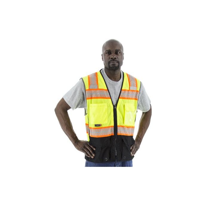 High Visibility Mesh Vest with DOT Reflective Chainsaw Striping, ANSI 2, R