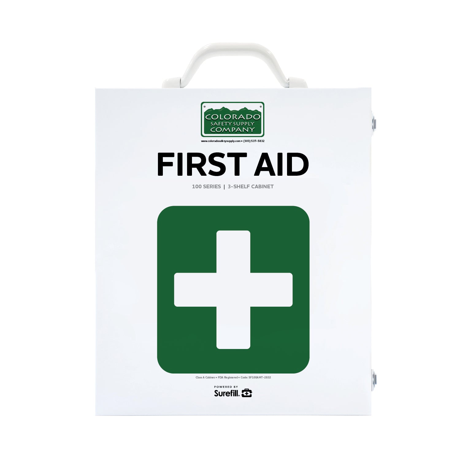 Surefill 3 Shelf Metal Cabinet 100 Series Class A First Aid (w/ Meds)