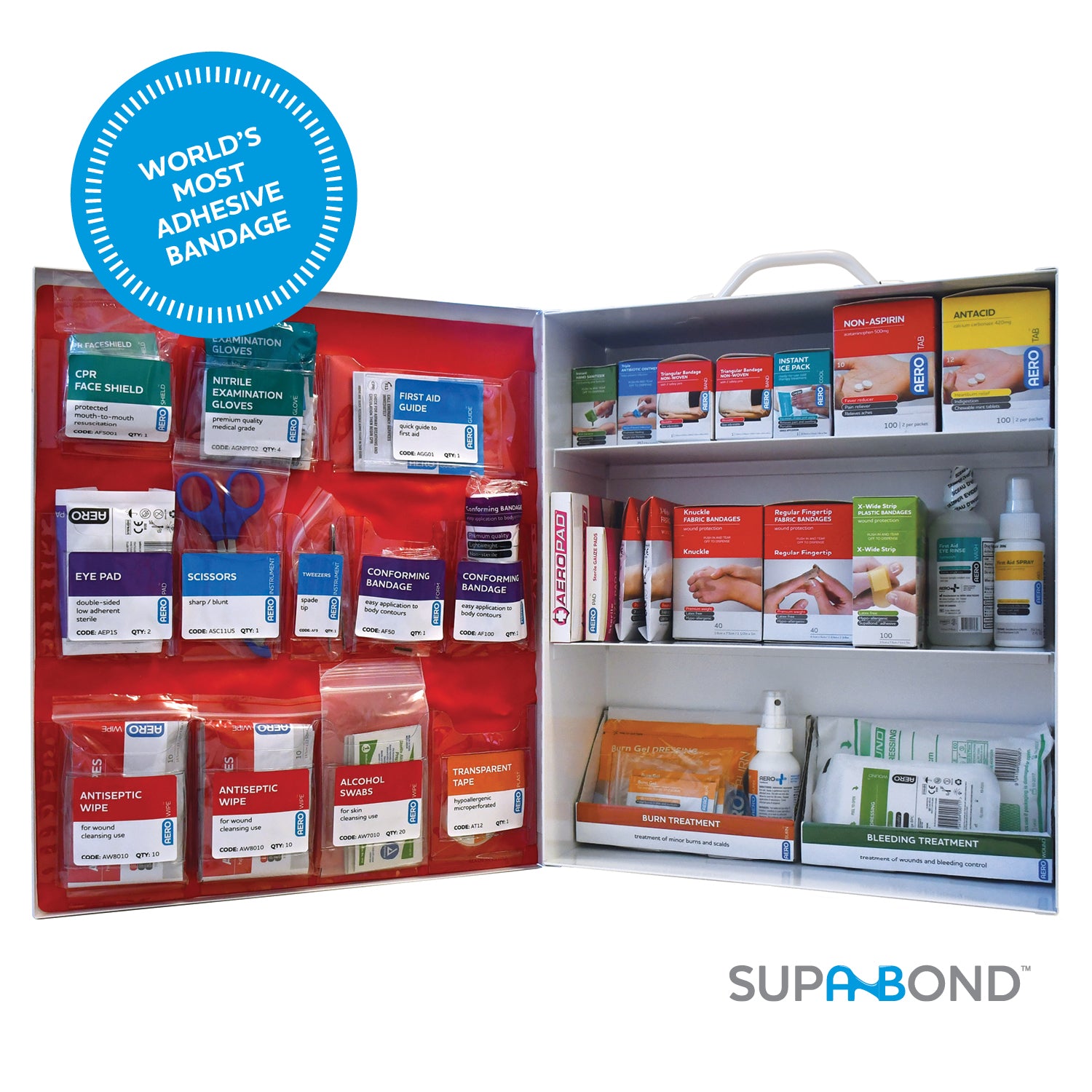 Surefill 4 Shelf Metal Cabinet 150 Series Class B First Aid (w/ Meds)