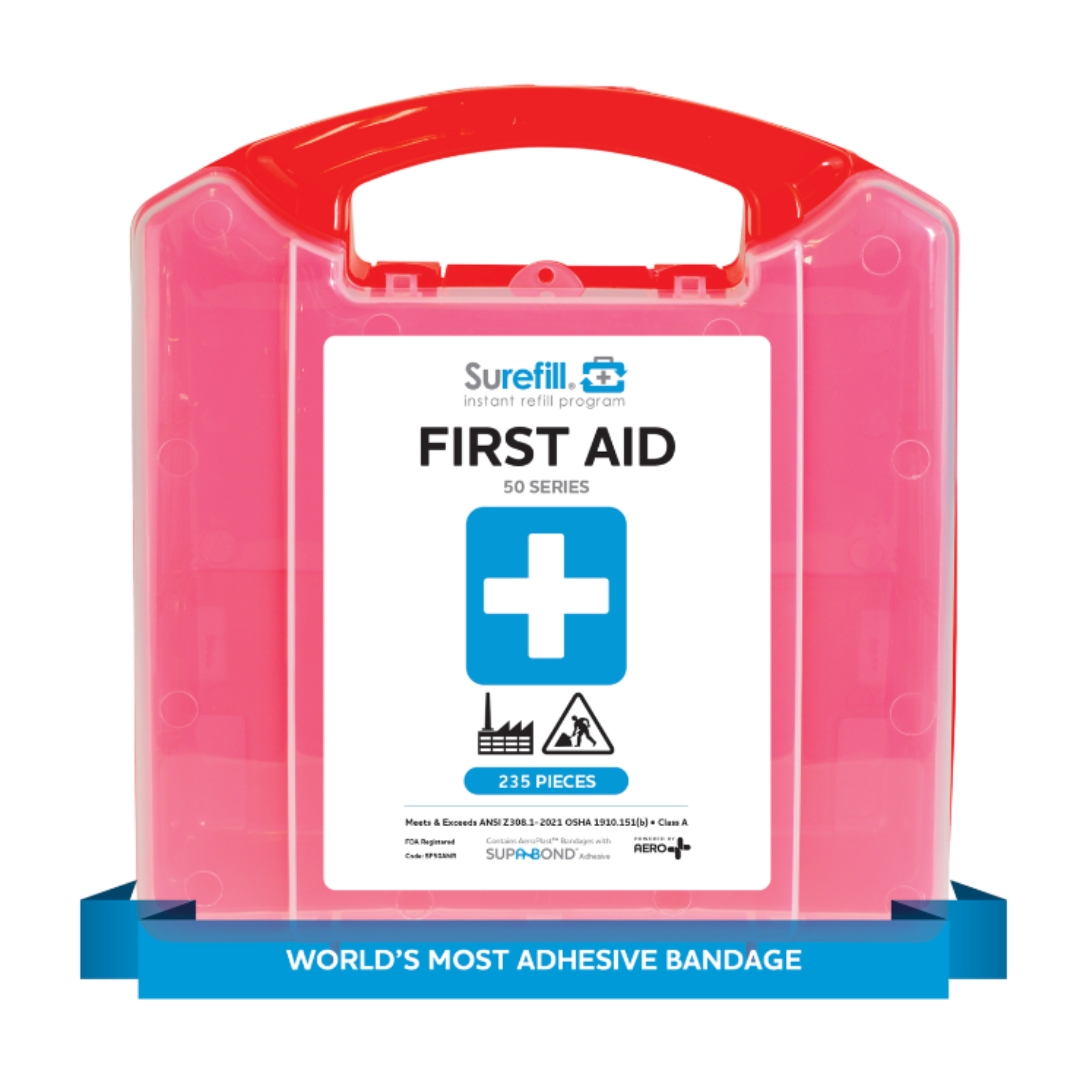 Surefill 50 Series ANSI A First Aid Kit – Red Translucent Case