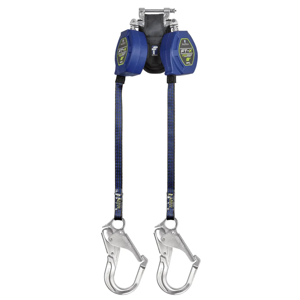 84108TP5 - 8' FT-X™ EdgeCore™ Class 2 Leading Edge Personal SRL-P, Twin-leg with Aluminum Rebar Hooks with SpeedLink