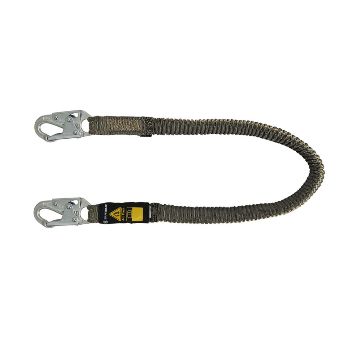 Arc Flash 6′ Stretch Internal Energy Absorbing Lanyard: Aramid, Snap Hook