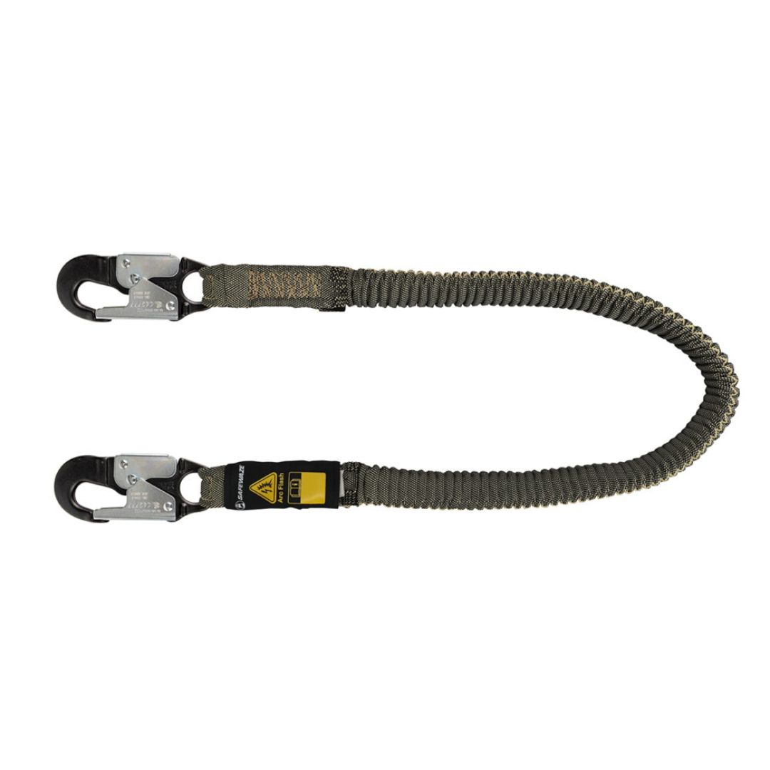 Arc Flash 6′ Stretch Internal Energy Absorbing Lanyard: Aramid, Alu Snap Hook
