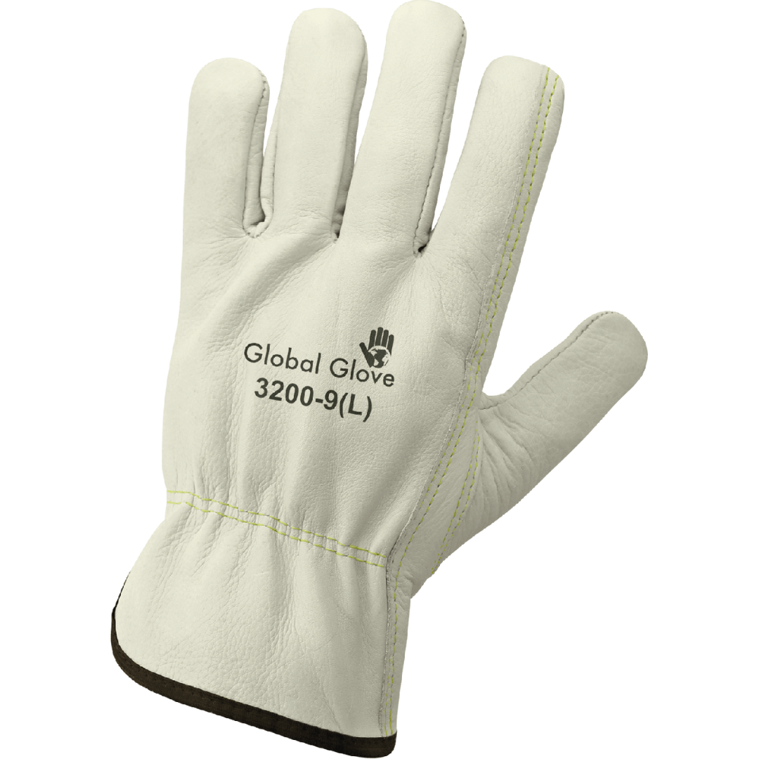 Premium-Grade Grain Cowhide Drivers Style Retail Tagged Gloves with Keystone Thumb - 3200-T