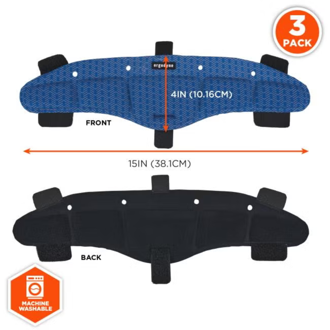 Chill-Its 6611 Hard Hat Cooling Sweatband Pad - Moisture-Wicking (3-Pack)