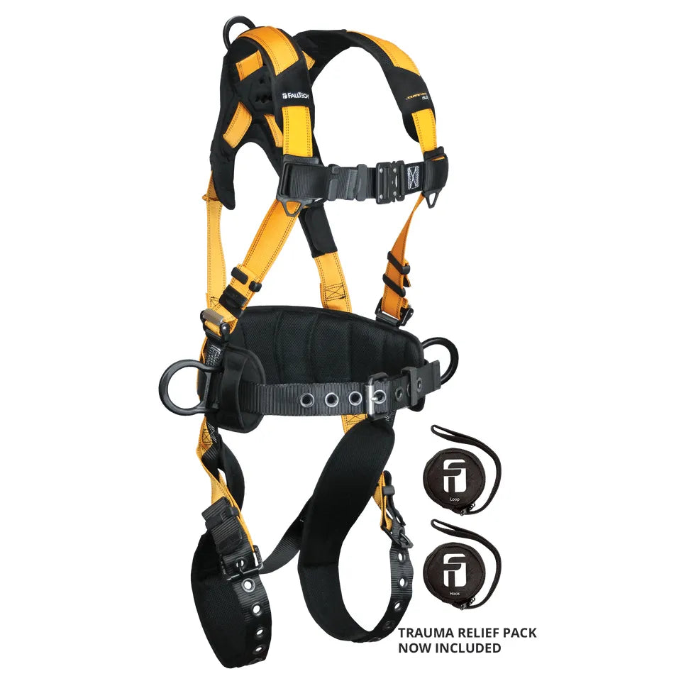 FallTech Journeyman Flex® Aluminum 3D Construction Belted Full Body Harness, Tongue Buckle Leg Adjustment