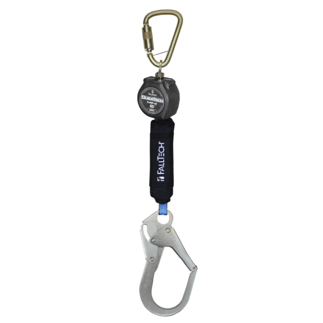 6' DuraTech® Mini Class 1 Personal SRL-P with Steel Rebar Hook, Includes Steel Dorsal Connecting Carabiner