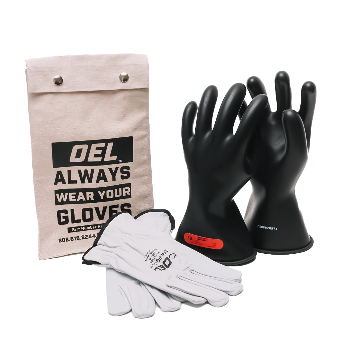 IRG011 - Class 0 (1,000 VOLTS) 11" Length Rubber Glove Kit (Black or Red)