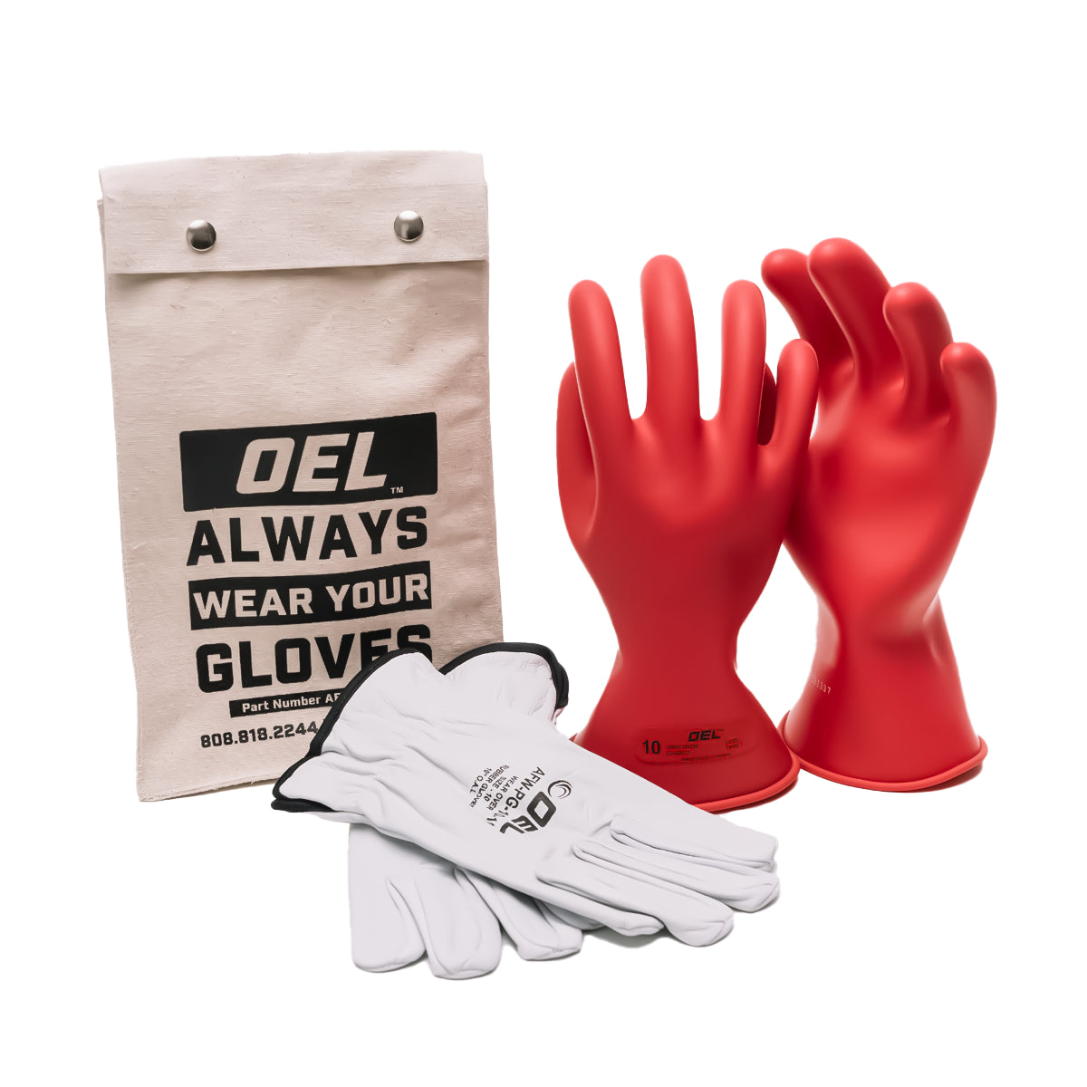 IRG011 - Class 0 (1,000 VOLTS) 11" Length Rubber Glove Kit (Black or Red)