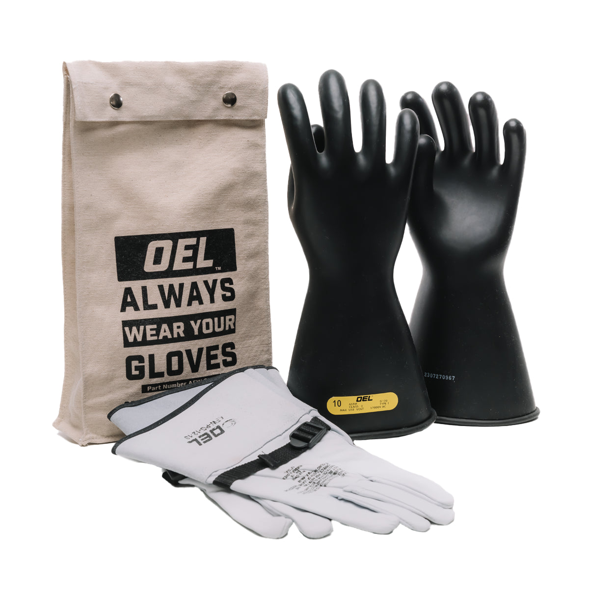 IRG214 - Class 2 (17,000 VOLTS) 14" Length Rubber Glove Kits