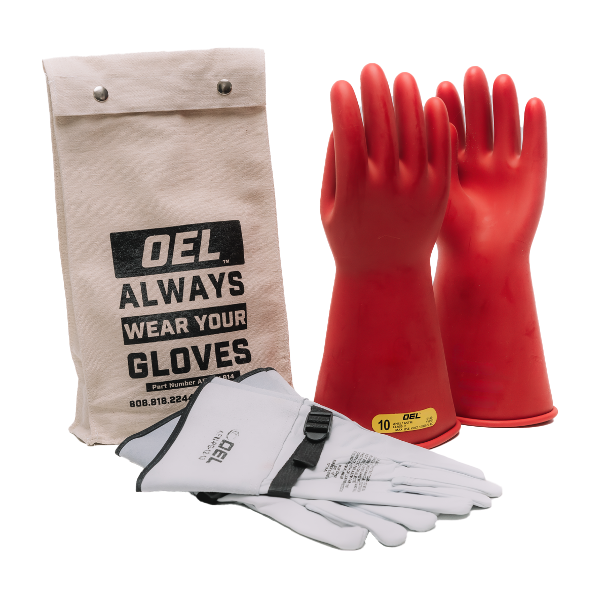 IRG214 - Class 2 (17,000 VOLTS) 14" Length Rubber Glove Kits