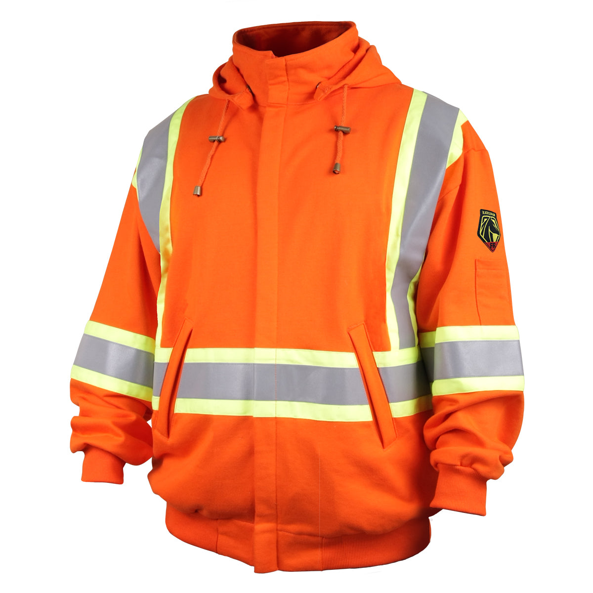 12 oz. Flame-Resistant Cotton Full-Zip Hooded Sweatshirt, Safety Orange