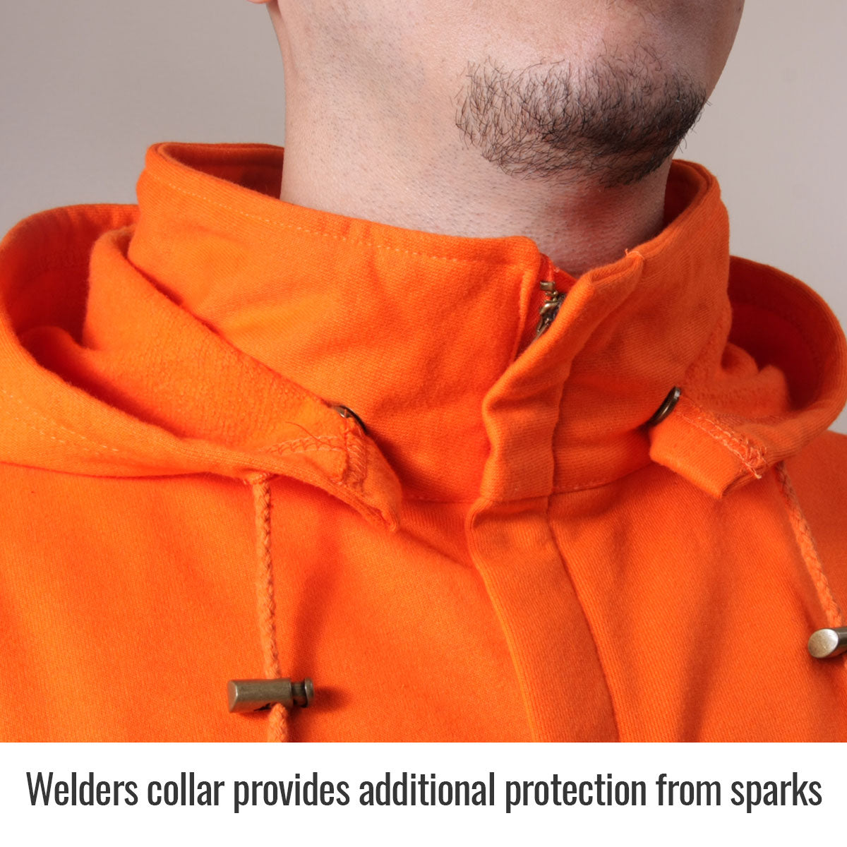 12 oz. Flame-Resistant Cotton Full-Zip Hooded Sweatshirt, Safety Orange