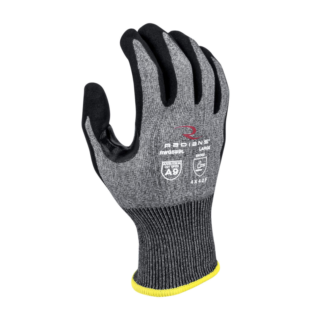 Radians RWG589 Cut Protection Level A9 Sandy Foam Nitrile Coated Glove