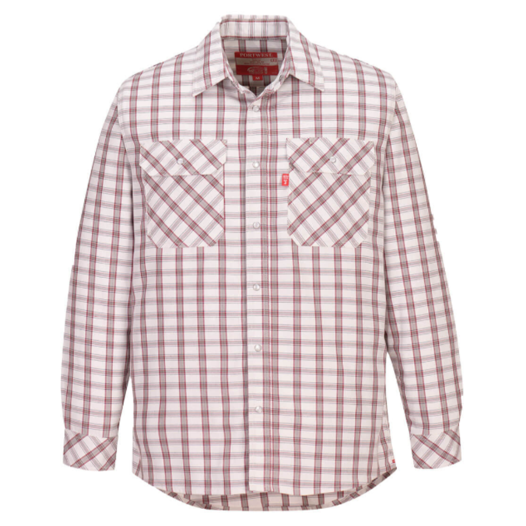 UFR97 - Bizflame 88/12 FR Plaid Shirt White | Portwest