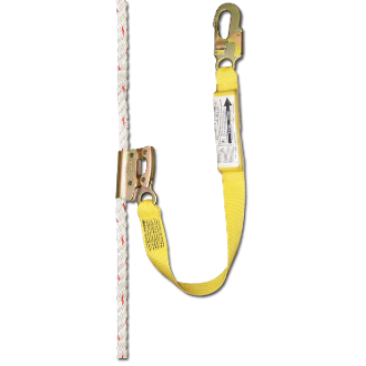 1352A-3 - Manual rope grab for 5/8" synthetic 3-strand rope, with 3'shock absorbing web lanyard attached