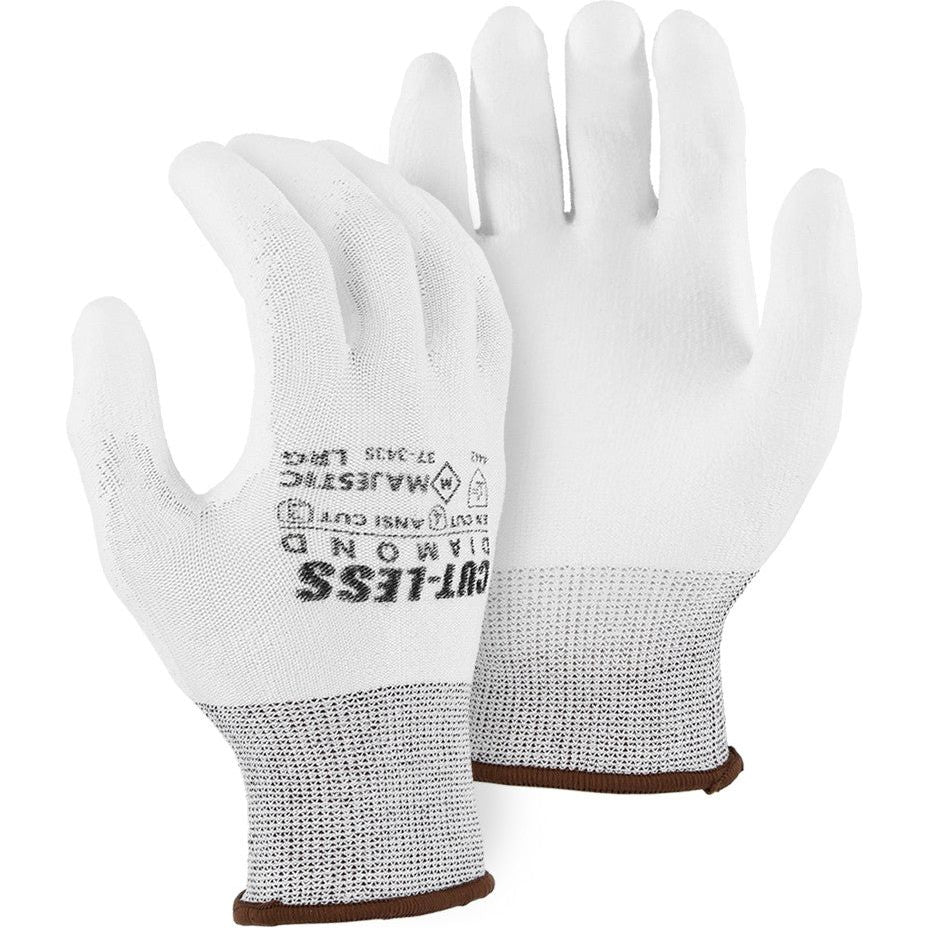 13-gauge seamless knit made with Dyneema® Diamond Technology continuous fiber with white polyurethane palm coating (1 doz)