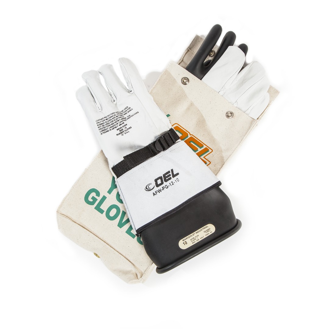 IRG114B - Class 1 (7,500 VOLTS) 14" Length Black Rubber Glove Kits