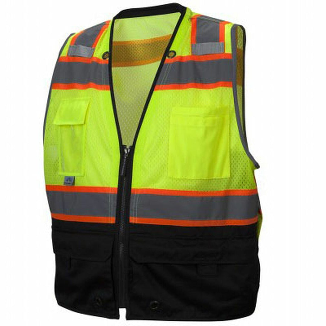 Pyramex- TYPE R-CLASS 2 HI-VIS LIME SAFETY VEST WITH BLACK BOTTOM