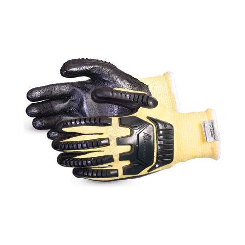 Dexterity Impact-Resistant Blended Composite Filament Fiber/Kevlar Cut-Resistant String-Knit Glove