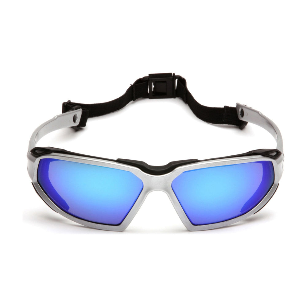 Highlander - Silver-Black Frame/Ice Blue Mirror Anti-Fog Lens (Qty 12)